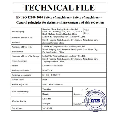 EN ISO 12100:2010 লিনিয়ার গাইড এবং ব্লক--লিশুই ইয়ংরুন